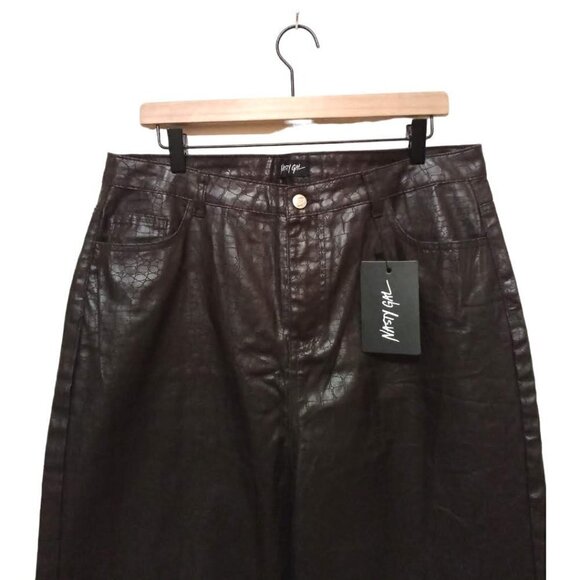 Nasty Gal NWT Slit's Now Or Never Coated Croc Straight Jean Sz 16 - Picture 2 of 10